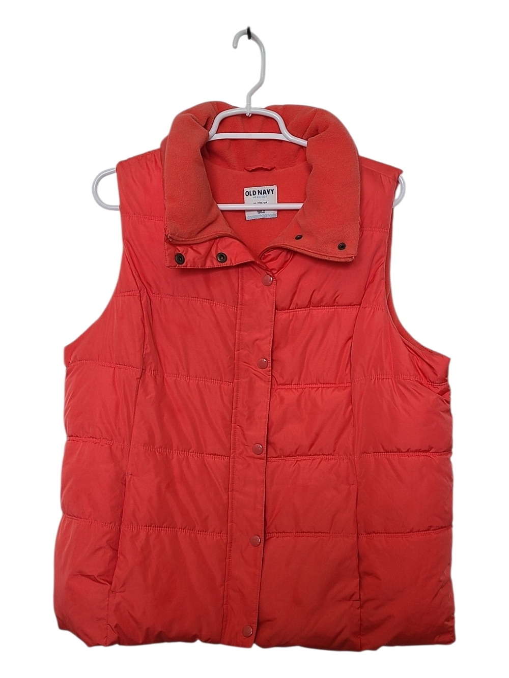 Old Navy Coral-Red Quilted Puffer Vest
